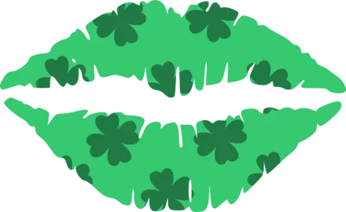 St Patricks Day SVG - green lips with shamrocks.